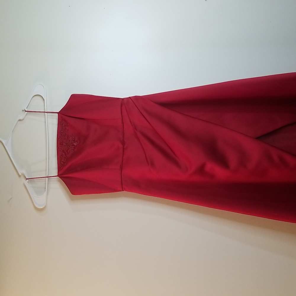 David's bridal spaghetti strap long red gown